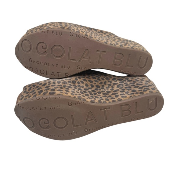 Chocolat Blu Wynn leopard print wedge clogs platform sandals leather suede US 7 - Picture 7 of 8
